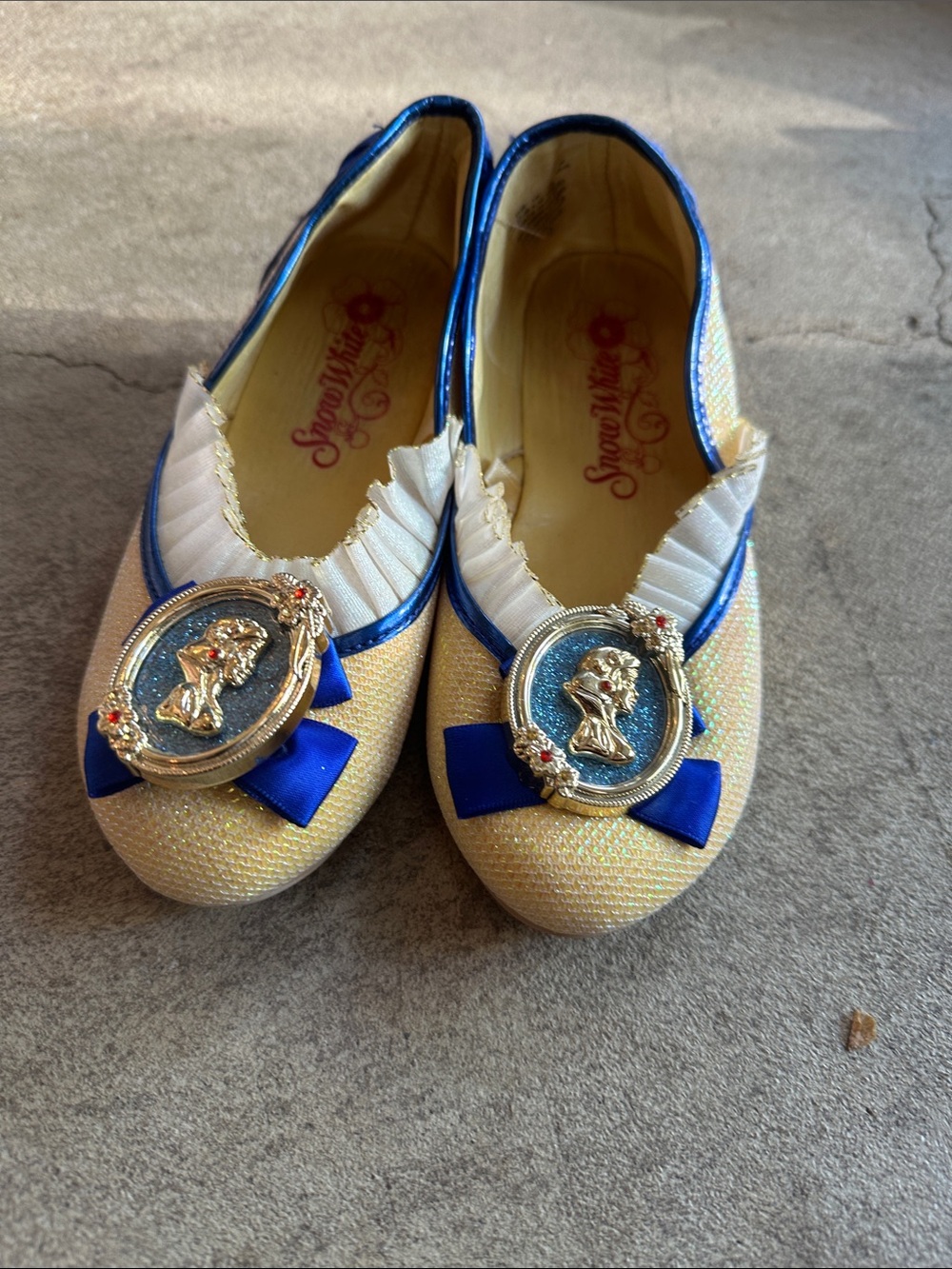 Girls' Sparkle Ballet Flats with Blue Trim and Cameo Accent